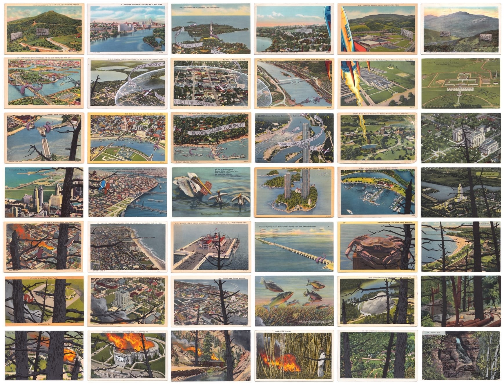 Vintage Postcard Paintings by David Opdyke Demonstrate an Ecological Future in Peril — Colossal