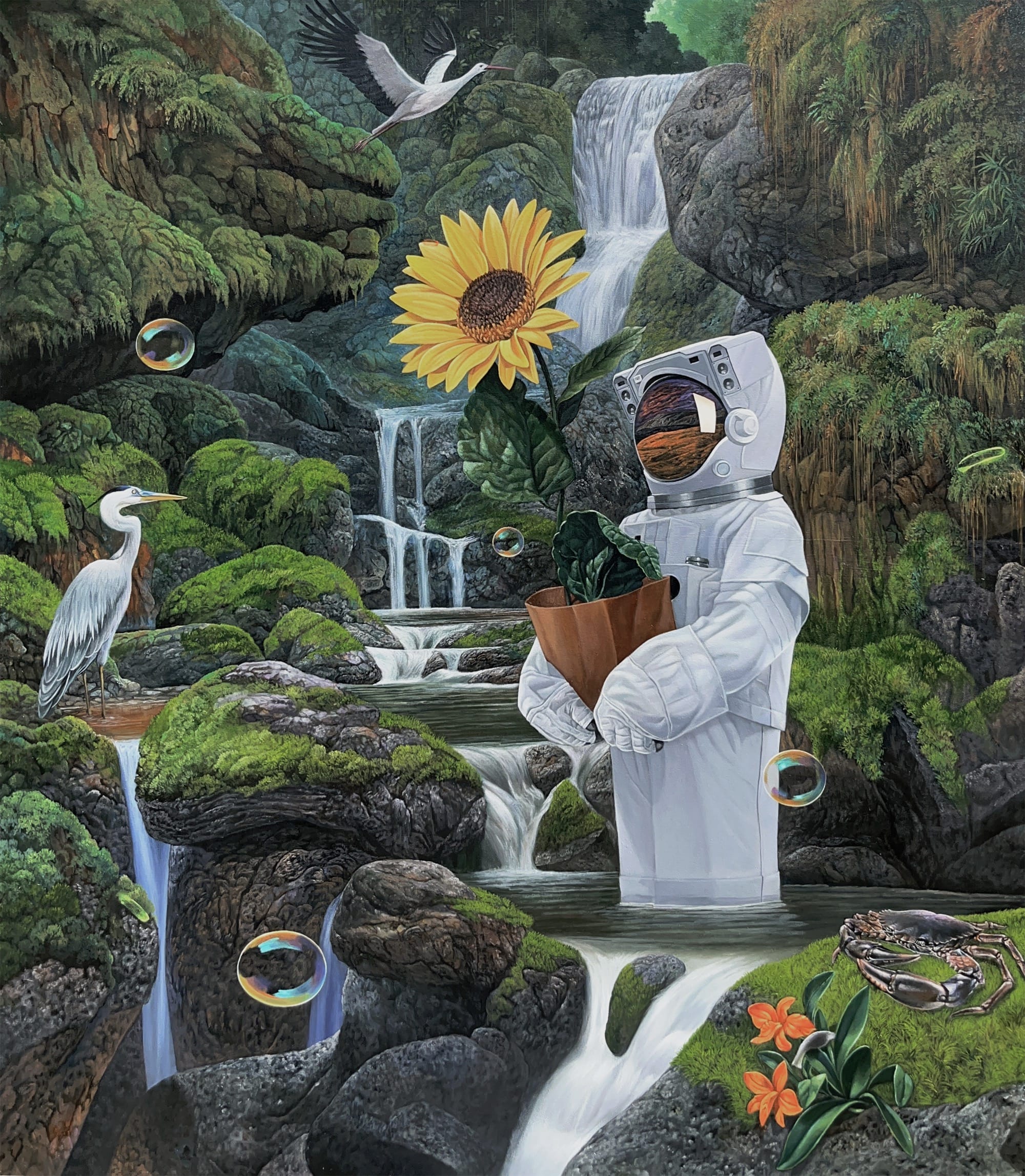 An Astronaut Finds Symbiosis with Nature in Agus Putu Suyadnya’s Uncanny Paintings — Colossal